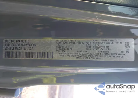 2022 Jeep Wrangler Unlimited Willys 4X4 from USA, damaged, VIN 1C4HJXDN6NW240009